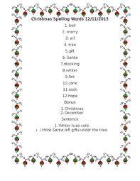Christmas Spelling Words By First Grade Finest Tpt