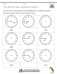 clock worksheet quarter past and quarter to