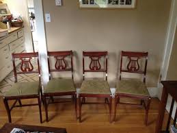 Vintage 40s Antique Lyre Back Mahogany Dining Chairs Set Of 4 Dining Chairs Duncan Phyfe Chairs Chair