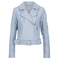 Gestuz Women S Prue Jacket Baby Blue Blue Leather Jacket Jackets Real Leather Jacket