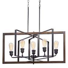 Spherical dining room raindrop chandelier: Home Decorators Collection Palermo Grove 31 88 Inch 5 Light Black Gilded Iron Linear Dinin The Home Depot Canada