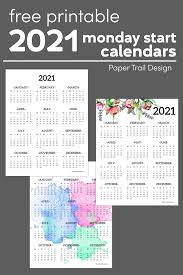 2021 One Page Calendar Monday Start Paper Trail Design In 2020 Free Planner Pages Paper Trail Free Printable Calendar Templates