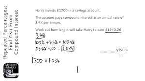 Repeated Percentages Find Year From Compound Interest Grade 5 Onmaths Gcse Maths Revision Youtube