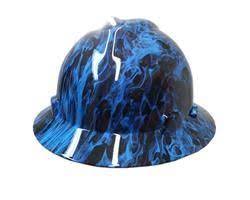 Hydrographic Blue Fire Msa V Guard Full Brim Hard Hats Brim Hats
