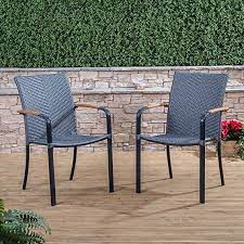 Naples Set Of 2 Outdoor Garden Chairs Grey Weatherproof Rattan Wicke Rattan Chair Garden Chairs Outdoor Furniture Sets