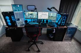 Technically, they're more at your front. My Dual Pc Stream Setup Battle Station Computer Gaming Room Video Game Rooms Computer Desk Setup