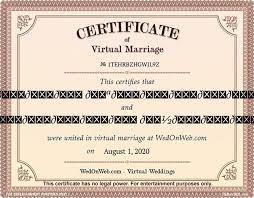 Be sure to check out our other free. Marriage Certificate Virtual Weddings For Fun By Wedonweb Wedding Certificate Virtual Wedding Wedonweb