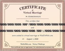 Weddings have been around for thousands of years, and though they have evolved with time and culture, the idea remains the the answer is… complicated. Marriage Certificate Virtual Weddings For Fun By Wedonweb Wedding Certificate Virtual Wedding Wedonweb