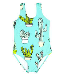 Little Batoko Kids Cactus Plant Print Swimsuit Front