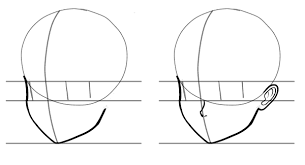 For the inner shape of the head start by drawing the outer shape of the eye area followed by the inner curve of th. Anime Head Tutorial Drawing Heads At Three Quarter Angles Manga Tuts Anime Head Tutorial Anime Head Head Tutorial