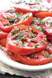 The Best Marinated Tomatoes Ripe Juicy Tomatoes Soak Up Olive Oil Red Wine Vinegar Fresh Tomato Recipes Marinated Tomato Salad Recipe Summer Salad Recipes