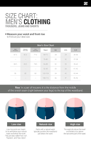 Size Chart Trousers Jeans And Shorts Help Center