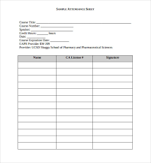 free printable attendance sheet samples vatansun