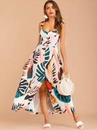 Crochet Lace Panel Bow Back Floral Romper Shein Tropical Print Maxi Dress Printed Maxi Dress Maxi Dress