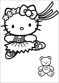 Hellokitty ballerina coloring page from the hello kitty coloring pages section of fun with pictures.com. Hello Kitty Ballerina And A Teddy Bear Coloring Page For Girls Printable