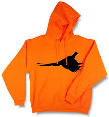 Rooster Pheasant Profile Upland Hunting Blaze Orange Hooded Sweatshirt Hooded Sweatshirts Pheasant Hunting Bird Dogs