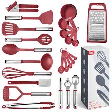 Maybe you would like to learn more about one of these? Kitchen Utensil Set 24 Nylon And Stainless Steel Utensil Set Non Stick And Heat Resistant Cooking Utensils Set Best Kitchen Tools Useful Pots And Pans Accessories And Kitchen Gadgets Red Kitchen Tools