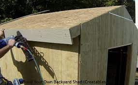 Soffit and fascia boards work together to ventilate the roof area and prevent condensation while supporting the roof tiles and carrying the guttering. How To Build A Shed Install Exterior Trim