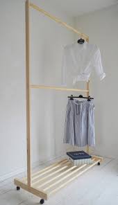 Hand Made Pine Wood Two Rails For Clothes With Shelf And Etsy Wood Clothing Rack Diy Clothes Rack Wood Clothes