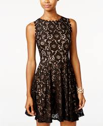 City Studios Juniors Lace Fit Flare Dress Juniors Dresses Macy S Brown Lace Dress Fit Flare Dress Fit N Flare Dress