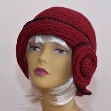 Crochet Beret larissa, Black, Red