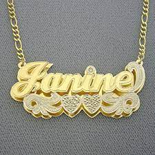 Solid 10k Gold Large 2 Inches Name Pendant Personalized Jewelry 3d Double Plates Initial Necklace Gold Nameplate Necklace Gold Personalized Jewelry