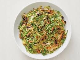 Fried Brussels Sprouts With Creamy Mustard And Cider Dressing Recipe Geoffrey Zakarian Food Network Recipes Brussels Sprouts Recipe Vegetarian Side Dishes