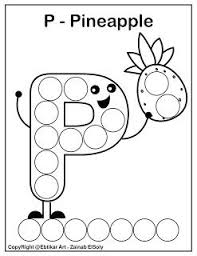 Set Of Abc Dot Marker Coloring Pages Letter P For Pineapple Dot Markers Preschool Letters Printables Preschool Coloring Pages