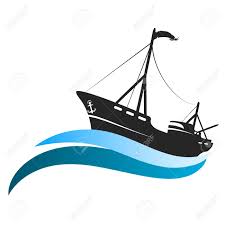 Fishing Boat On The Waves Of The Blue Silhouette Royalty Free Cliparts Vectors And Stock Illustration Image 105400846