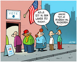 De verkiezingen zijn een gevolg van het aflopen van de zittingstermijn van de tweede kamer die gekozen werd bij de tweede. Cartoon Lectrr