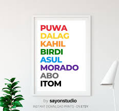 Colors In Bisaya Printable Cebuano Colors Wall Art Home Decoration Filipino Colors Decor E In 2020 School Wall Art Nursery Wall Decor Childrens Prints