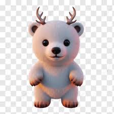 A Cute Fluffy White Bear Cub With Small Antlers Standing And Looking  Forward Gentle Expression, Animal, Character, Adorable PNG Transparent  Image and Clipart for Free Download
