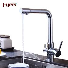 Kitchen sinks with taps allow you to choose a whole sink unit that fits in well the decor of your kitchen. Fyeer Brass Chromed 3 Way Kitchen Sink Faucet Filter Water Mixer China Kitchen Filter Faucet 3 Way Kitchen Faucet Made In China Com