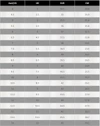 Unfolded No Fear Size Chart Boys Girls Shoe Size Conversion