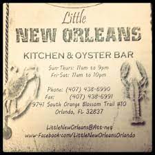 What foods are served at little new orleans? Little New Orleans Kitchen Oyster Bar Home Orlando Florida Menu Prices Restaurant Reviews Facebook