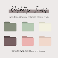 Desktop Folder Icons Instant Download For Mac 6 Different Colors Computer Organizer Folder Icon Desktop Icons Aesthetic Template