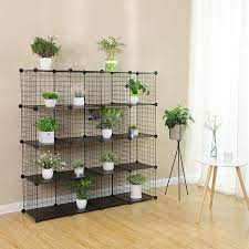 songmics steckregal 16 cube metal wire storage system diy cabinet and modular grid shelf with wire frame modulares regal steckregal schuhaufbewahrung