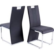 Reality Hochlehner Stuhl Bari 3 4er Set Leder Look Schwarz Grau
