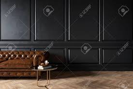 Beautifully crafted chester leather sofa available at extremely low prices. Modern Classic Black Interior With Capitone Chester Leather Brown Stock Photo Picture And Royalty Free Image Image 140189612