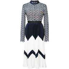 Black And White Self Portrait Dress Self Portrait Colour Block Pleated Dress 700 Liked On Polyvore Featuring Dresses Mult Long Sleeve Fitted Dress Short Dress Styles White Long Sleeve Dress