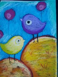 Kuslar Zimpara Kagidi Uzerine Pastel Egitimsel Elisleri Pastel Boyalar 8 Sinif Resim