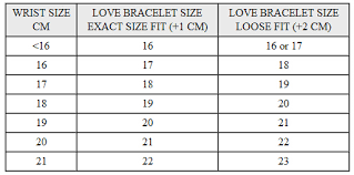 Bracelets Size Guide Cartier Love Bracelet Replica Van