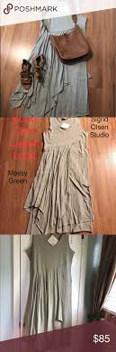 Nwt Sigrid Olsen Lagenlook Mossy Green Dress L Green Dress Sigrid Olsen Pullover Styling