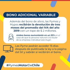 Jun 17, 2021 · la iniciativa del ejecutivo que beneficiará a cerca de 820 mil pymes y feriantes, consta de un bono de transferencia directa (bono alivio) de un millón de pesos a aquellas pymes, sean personas naturales o jurídicas, que hayan iniciado actividades en primera categoría hasta el 31 de marzo 2020 y que sus ingresos anuales por ventas no hayan. Ministerio De Hacienda Chile Startseite Facebook