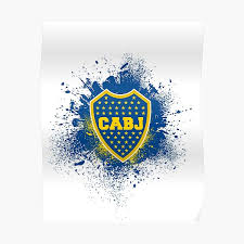 Era de fondo blanco con las iniciales cabj (club atlético boca juniors) en amarillo y una franja horizontal amarilla en el medio que cambiaba los colores de las letras de amarillo a azul. Poster Boca Juniors Redbubble