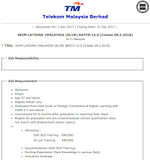 Jawatan kosong terbaru kali ini ditawarkan di telekom malaysia yang mana perlu diisi dengan kadar segera sebelum tarikh tutup permohonan. Iklan Jawatan Sl1m Tm Telekom Kerja Kosong Kerajaan