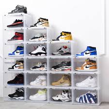 4 Boxes Mens Shoe Case Box Clear Tackable Sneaker Container Storage Organizer Ebay
