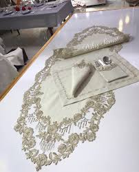Gold Simli Keten Hicaz Runner Ve Sofra Seti Sizlerle Runner 125tl 12 Kisilik Sofra Seti Runner Dahil 575tl Gule Gule Kullanil Dikis Dantel Etsy