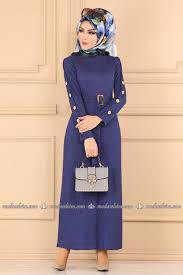 Modaselvim Elbise Dugmeli Triko Tesettur Elbise 5064ef311 Indigo Elbise Ust Giyim Triko