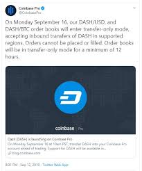 Coinbase Are Set To List Dash On Coinbase Pro